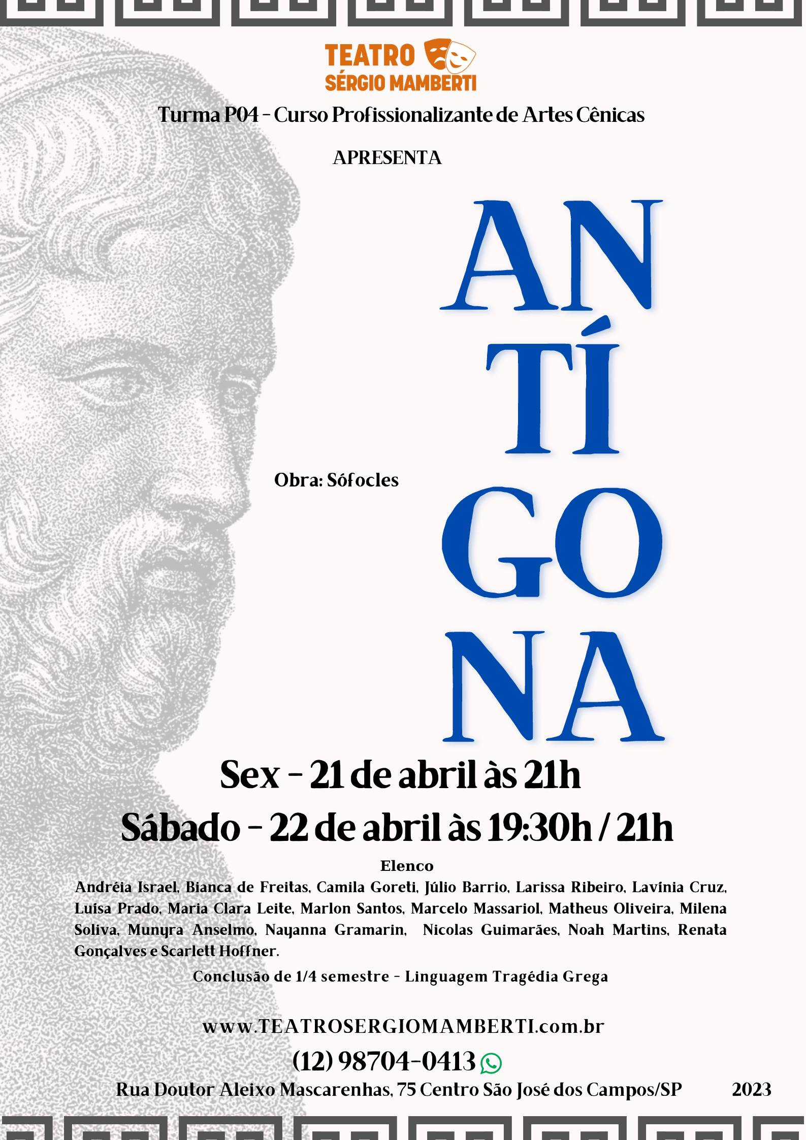 Espetáculo “Antígona” – 21 e 22 de abril -sexta às 21h e sábado às 19:30h /  21h. | TEATRO SÉRGIO MAMBERTI